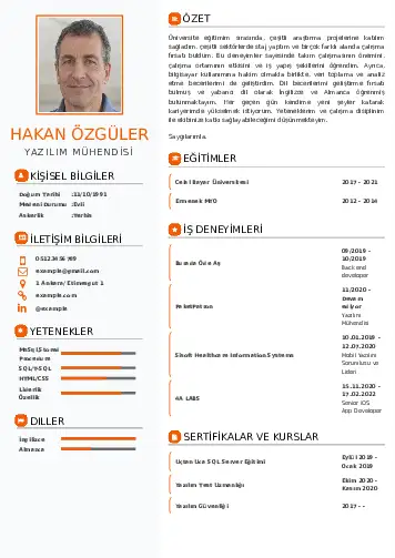 Yazılım Mühendisi Cv Örnekleri cv indir